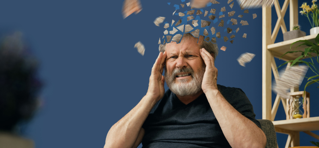 Representação visual da perda de memória e confusão mental causada pela doença de Alzheimer.