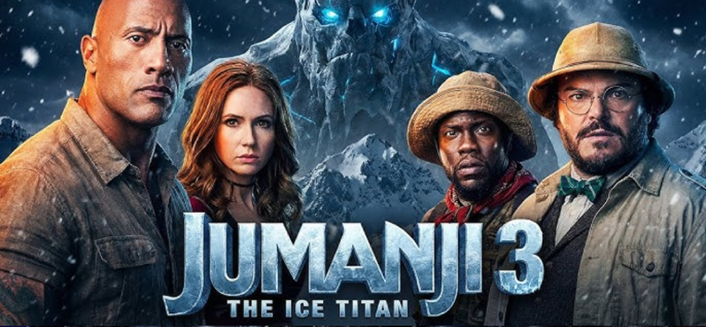 Elenco principal de Jumanji 3 The Ice Titan, aguardada sequência entre os Lançamentos no Cinema 2026.