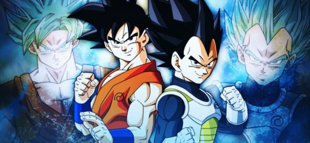 Moro Devorador de Planetas: quando Dragon Ball Super transforma a fome em ameaça cósmica 7 Goku: À esquerda do centro, Goku veste seu tradicional dogi laranja com detalhes azuis. Ele está de perfil, com um sorriso confiante e o punho cerrado à frente do peito.
Vegeta: À direita do centro, Vegeta aparece com seu traje de combate da Patrulha Galáctica (com o símbolo no peito). Ele mantém sua expressão característica de seriedade e orgulho, também posicionado de perfil.