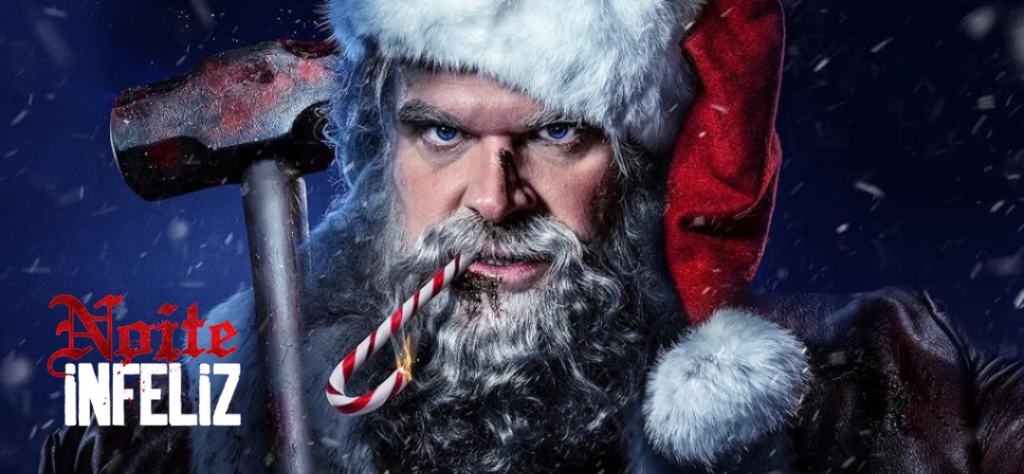 David Harbour como Papai Noel em Noite Infeliz 2, sequência explosiva de Os lançamentos no cinema 2026.