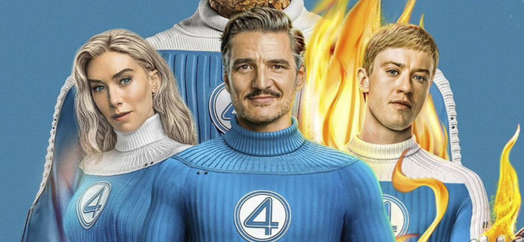 Universo Marvel e o Multiverso Expandido: Quando Histórias de Heróis Passaram a Questionar a Realidade 4 Reed Richards (Sr. Fantástico): Interpretado por Pedro Pascal, ele está no centro da imagem usando um traje azul de gola alta com o logotipo