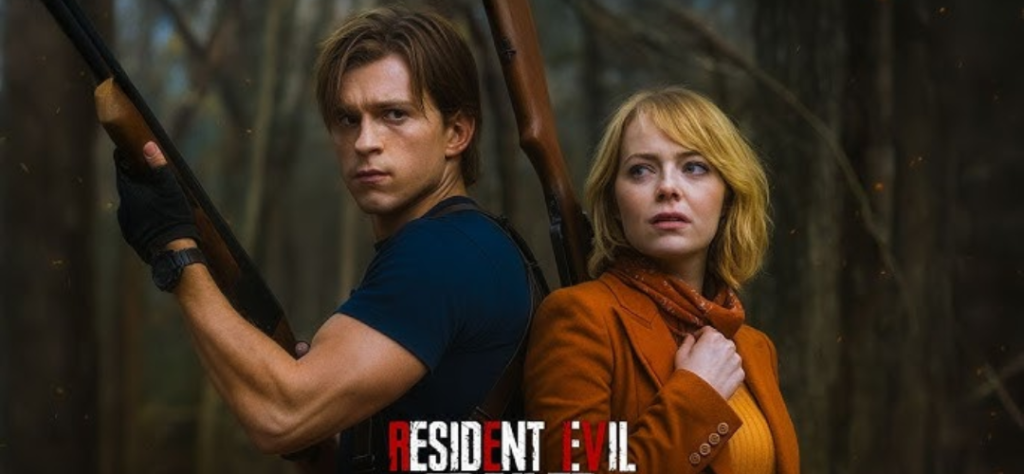 Pôster do novo filme Resident Evil com Tom Holland e Emma Stone, um dos grandes destaques de Os lançamentos no cinema 2026.