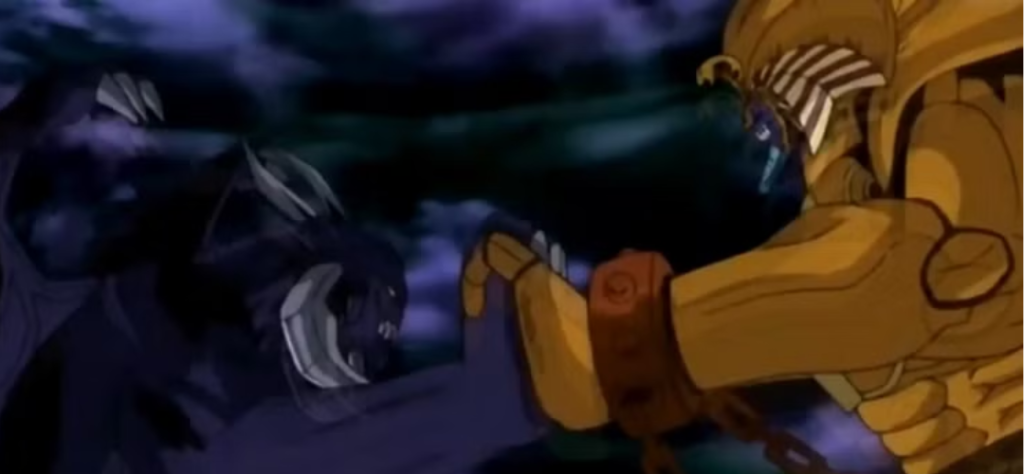 Yugioh: TOP 3 Criaturas Mais Poderosas 9 Cena de luta entre Exodia e o vilão Zorc do anime Yugioh.