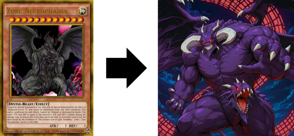 Yugioh: TOP 3 Criaturas Mais Poderosas 3 Carta de monstro e ilustração detalhada do vilão Zorc de Yugioh.