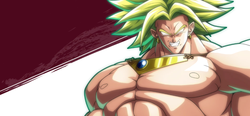 Banner horizontal com Broly Super Saiyajin à direita e fundo estilizado para artigo sobre Broly poderes.